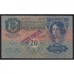 20 kronen/korona 1919 - SZERB KATONAI FELÜLBÉLYEGZÉS