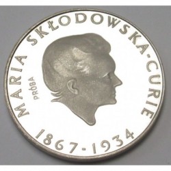 100 zlotych 1974 PP - Maria Sk³odowska-Curie physicist - TRIAL STRIKE