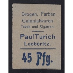 45 pfennig 1919 - Paul Turich's tobacco shop - Loeberitz