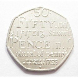 50 pence 2005 - Johnson dictionary