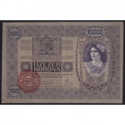 10000 kronen/korona 1920 - MAGYARORSZÁG FELÜLBÉLYEGZÉSSSEL