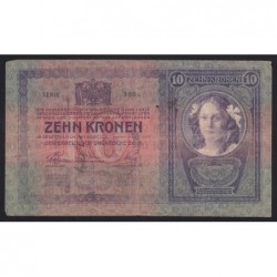 10 kronen/korona 1919 - SZERB KATONAI BÉLYEGZÉS