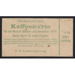 Kávéjegy 1/4kg kávé vásárlására 1919 - Alsó-Ausztria
