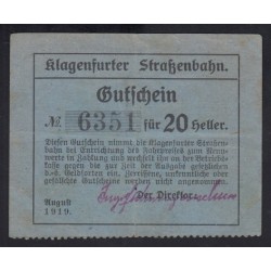 20 heller 1919 - Klagenfurti vasút