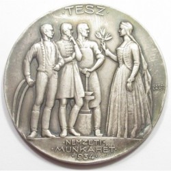 Lajos Berán: TESZ national working week silver award medal 1934