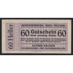 60 heller 1920 - Herzogenburg - Alfred Hauser Buchbinderei und Papierhandlung
