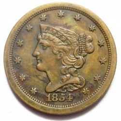 braided hair half cent 1854